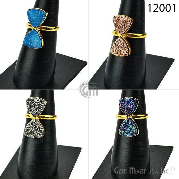 Rings GemMartUSA Trillion Double Stone Gold Plated Druzy Fashion Jewelry Ring Ring Size6US 12001 Rings GemMartUSA Trillion Double Stone Gold Plated Druzy Fashion Jewelry Ring Ring Size6US 12001