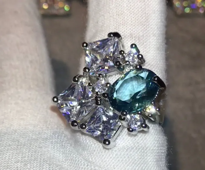 Rings Minx London Womens Big Diamond Ring Womens Statement Ring Aquamarine Diamond Ring Blue Diamond Ring Blue Tourmaline Ring Blue Gemstone
