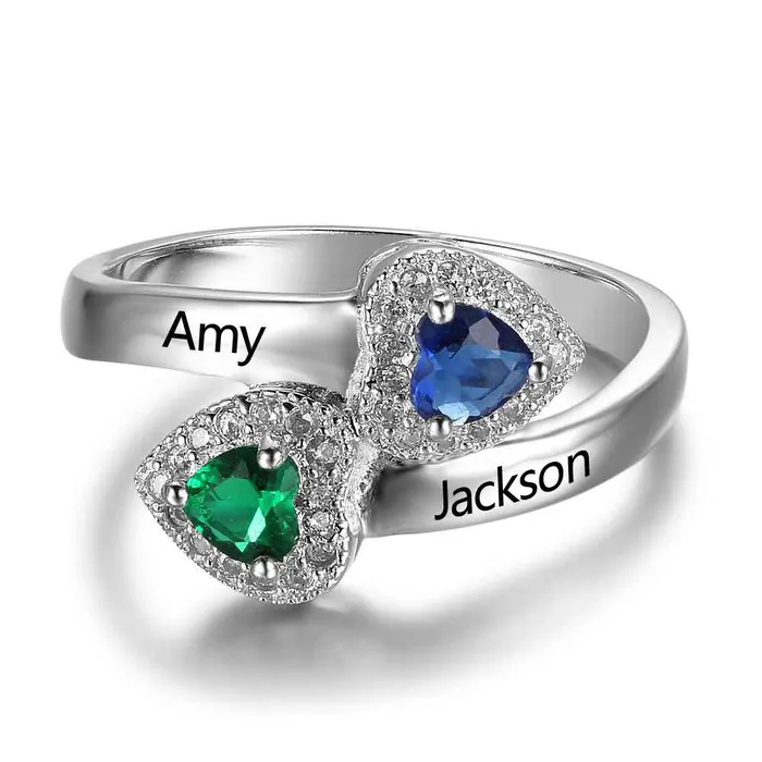 Rings Personalized Jewel New 925 Sterling Silver Birthstone Ring Engrave Name Engagement Rings Love Heart Shape Rings Free Gift Box Rings Personalized Jewel New 925 Sterling Silver Birthstone Ring Engrave Name Engagement Rings Love Heart Shape Rings Free Gift Box