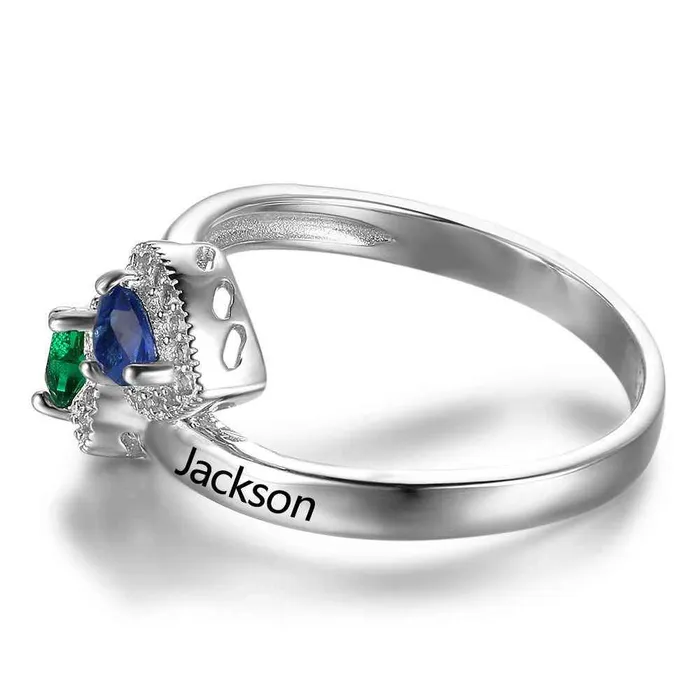 Rings Personalized Jewel New 925 Sterling Silver Birthstone Ring Engrave Name Engagement Rings Love Heart Shape Rings Free Gift Box Rings Personalized Jewel New 925 Sterling Silver Birthstone Ring Engrave Name Engagement Rings Love Heart Shape Rings Free Gift Box