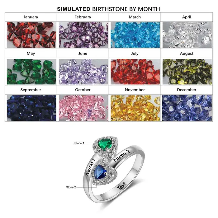 Rings Personalized Jewel New 925 Sterling Silver Birthstone Ring Engrave Name Engagement Rings Love Heart Shape Rings Free Gift Box Rings Personalized Jewel New 925 Sterling Silver Birthstone Ring Engrave Name Engagement Rings Love Heart Shape Rings Free Gift Box
