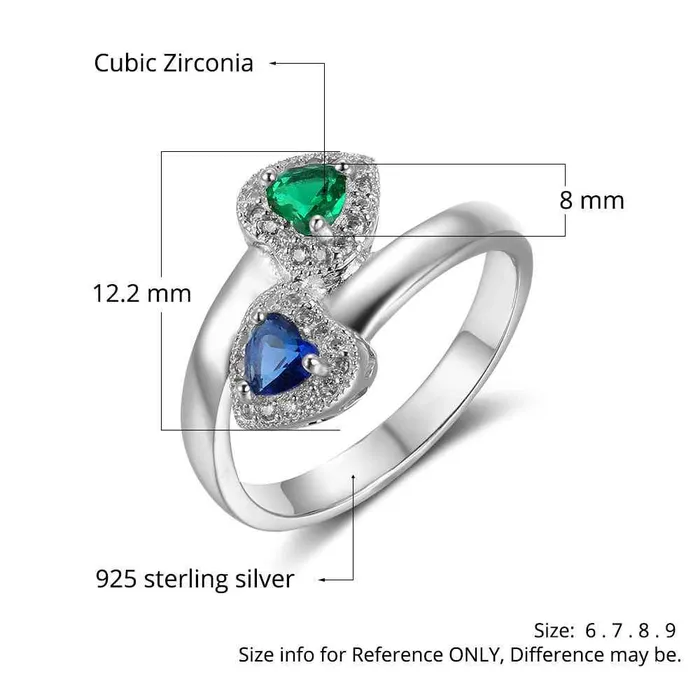 Rings Personalized Jewel New 925 Sterling Silver Birthstone Ring Engrave Name Engagement Rings Love Heart Shape Rings Free Gift Box Rings Personalized Jewel New 925 Sterling Silver Birthstone Ring Engrave Name Engagement Rings Love Heart Shape Rings Free Gift Box