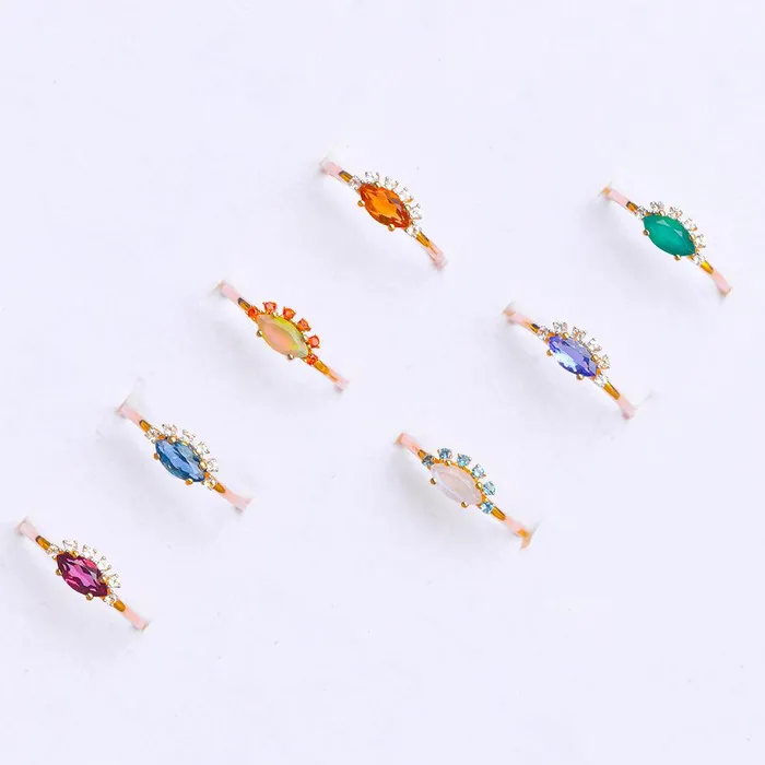 Rings YoTreasure Tanzanite White Topaz 10kt Yellow Gold Minimalist Ring 060 ct tw