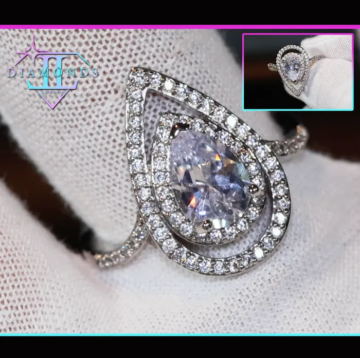 Teardrop Ring Pear Cut Ring Tear Drop ring Pear shape ring Lab Diamonds London Rings