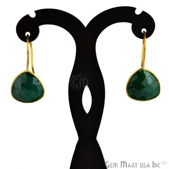 Trillion Shape 15mm Gold Plated Gemstone Hook Earrings Pick your Gemstone 900311 GemMartUSA Earrings