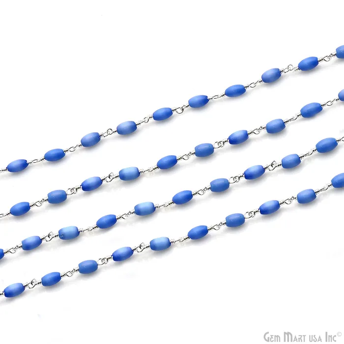 Turquoise Blue Monalisa Oval 6x4mm Silver Wire Wrapped Rosary Chain GemMartUSA Rings Turquoise Blue Monalisa Oval 6x4mm Silver Wire Wrapped Rosary Chain GemMartUSA Rings