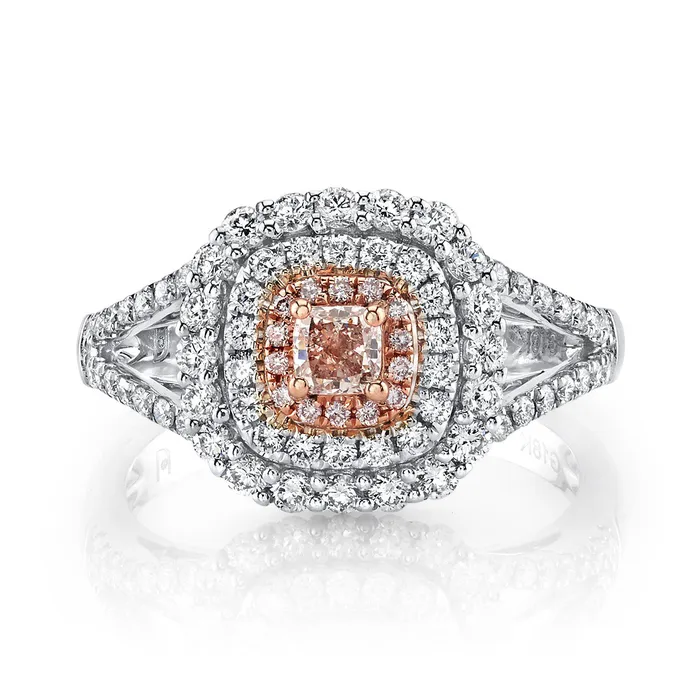 TVON 14K 010ct Cushion Pink Diamond 005cttw Pink Diamond 069cttw VS White Diamond Ring Rings TVON 14K 010ct Cushion Pink Diamond 005cttw Pink Diamond 069cttw VS White Diamond Ring Rings