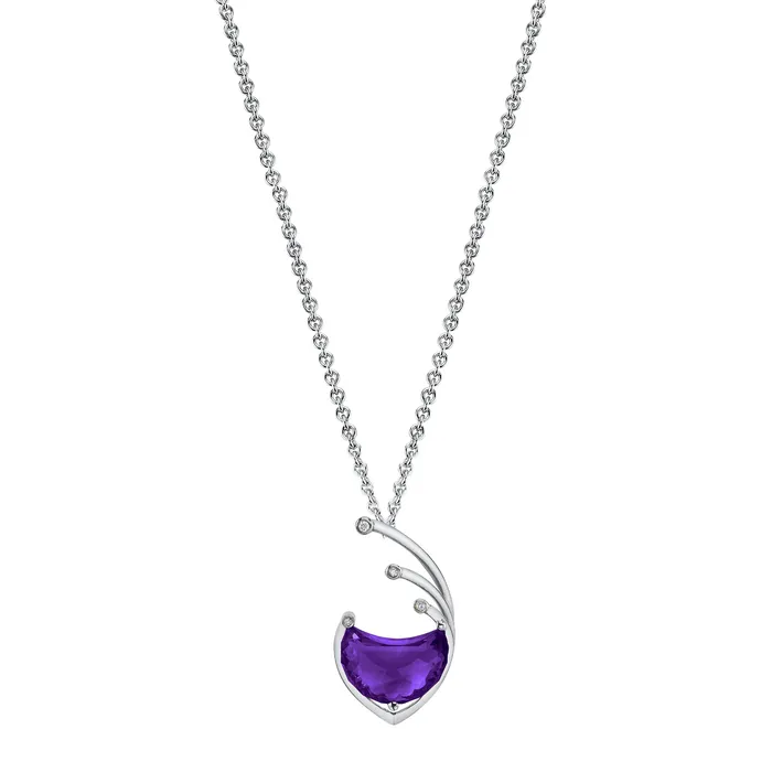 TVON Necklaces 14K 810ct Fancy Cut Amethyst and Diamond Pendant