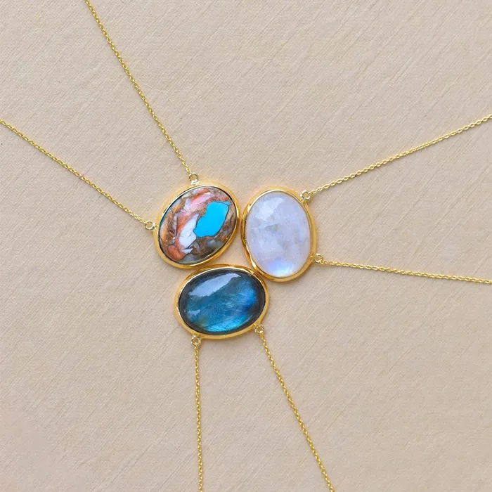 YoTreasure Blue Mohave Turquoise 14K Gold Over 925 Silver Chain Pendant Necklace Jewelry Necklaces