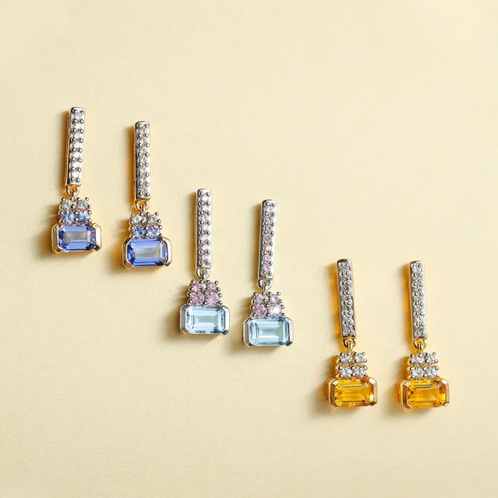 YoTreasure Earrings 132 Ct Citrine White Sapphire Solid 14k Yellow Gold Drop Earring