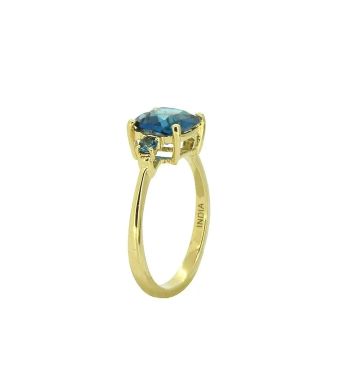 YoTreasure Rings 215 Ct London Blue Topaz Solid 14k Yellow Gold Ring Jewelry