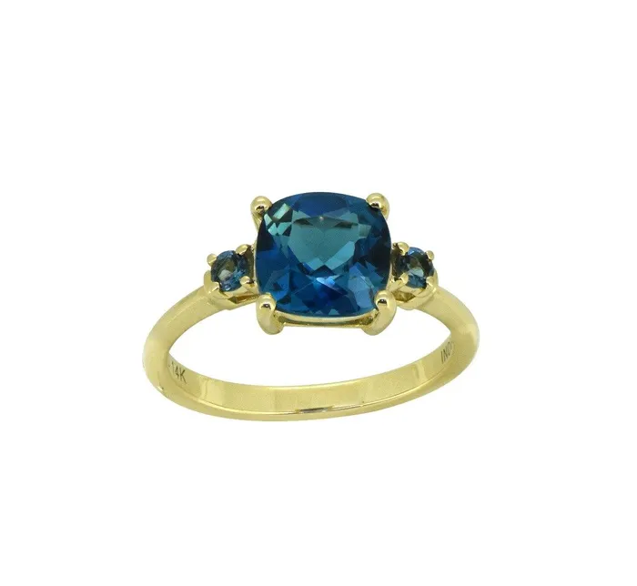 YoTreasure Rings 215 Ct London Blue Topaz Solid 14k Yellow Gold Ring Jewelry