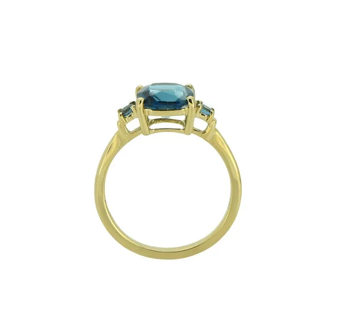 YoTreasure Rings 215 Ct London Blue Topaz Solid 14k Yellow Gold Ring Jewelry