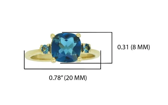 YoTreasure Rings 215 Ct London Blue Topaz Solid 14k Yellow Gold Ring Jewelry