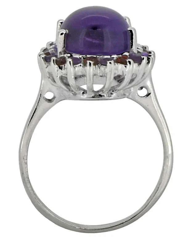 YoTreasure Rings Amethyst Garnet Solid 925 Sterling Silver Statement Ring