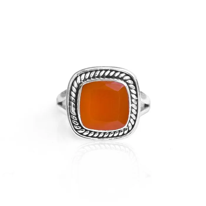 YoTreasure Rings Carnelian Solid 925 Sterling Silver Split Shank Ring Jewelry