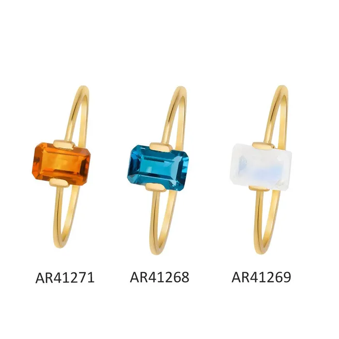 YoTreasure Rings London Blue Topaz Ring 14K Yellow Gold Women Jewelry